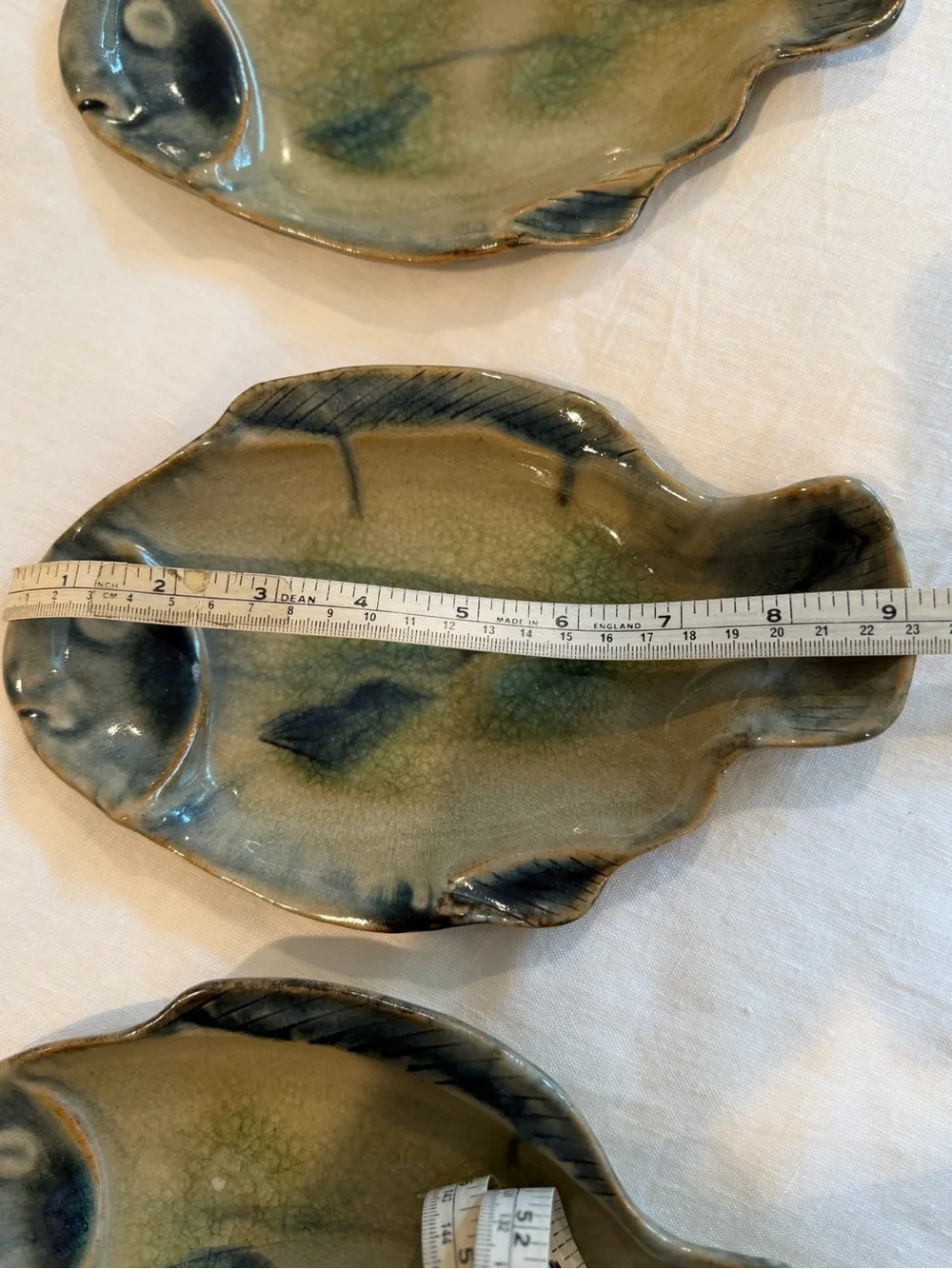 Green Ceramic Fish-Shaped Plates - Set of 6